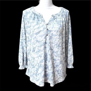 Rose & Olive Casual Blue & White Top Size M